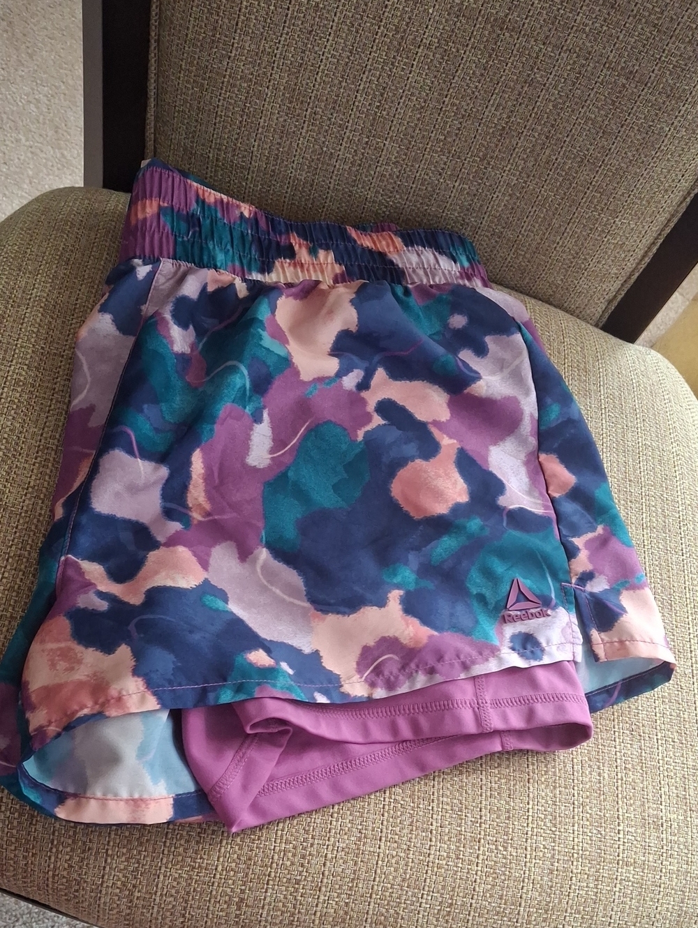 Reebok Teal Purple Pink Abstract Athletic Skort